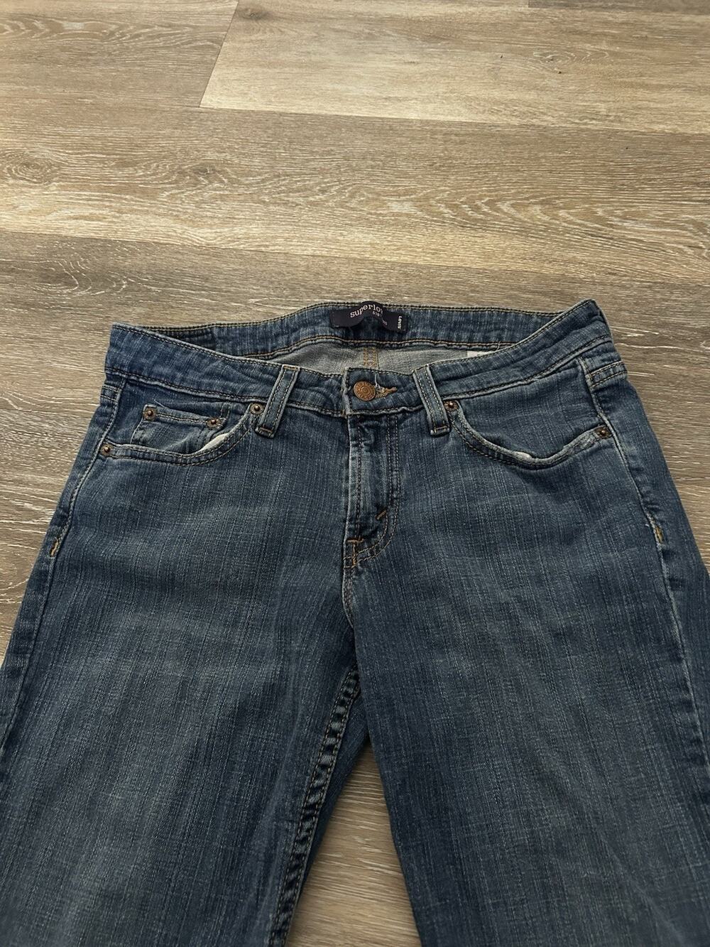 Levi's 518 Jeans Size 29 Waist Blue Superlow Bootcut 32 Length Distressed